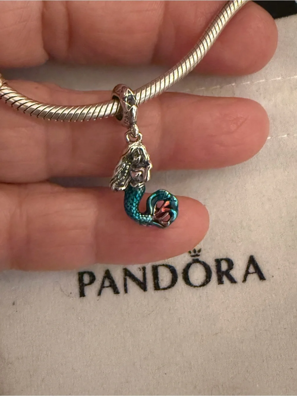Pandora Silver Mermaid Charm with Teal Tail